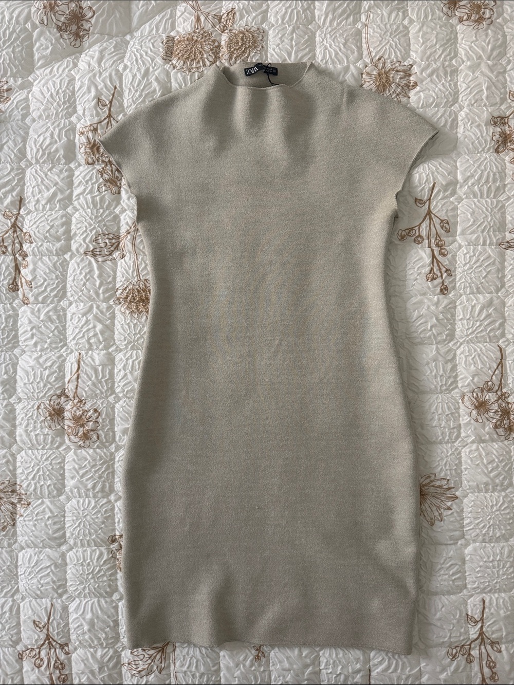 Zara Cream Beige Knit Mini Dress